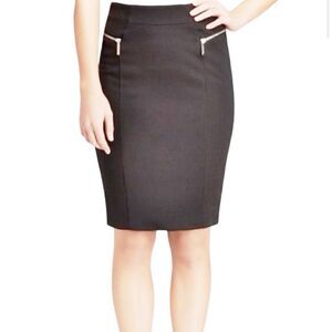 Michael Michael Kors dark gray Derby pencil skirt zipper pockets Size 4
